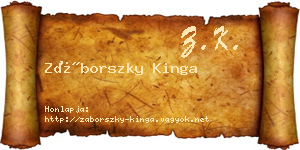 Záborszky Kinga névjegykártya